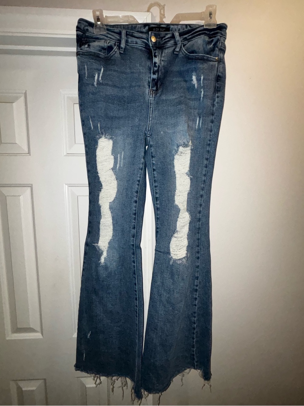Judy Blue Dark Blue Distressed Flare Jeans